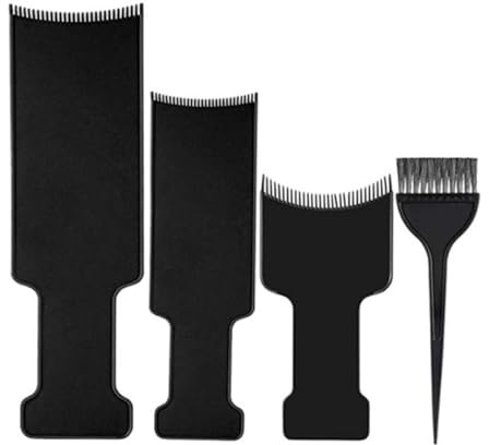 HOMSFOU Kit de 4 Pièces pour Coloration Capillaire en Plastique Noir, Léger et Portable, pour Salons de Coiffure Professionnels et Mise en Lumière Précise des Cheveux Bouclés