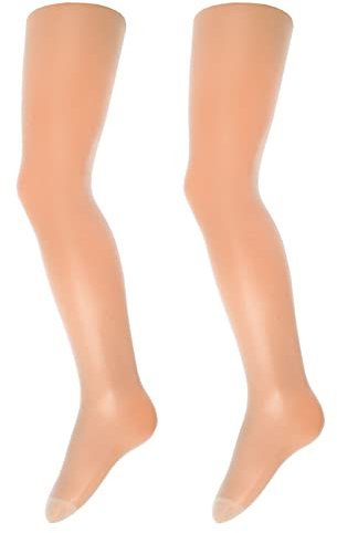 EWERS 2er-Pack Baby- & Kinderfeinstrumpfhosen Glanz, Doppelpack Feinstrumpfhosen für Mädchen, Mikrofaser glänzend, MADE IN ITALY, Farbe Perle, Größe 110-116