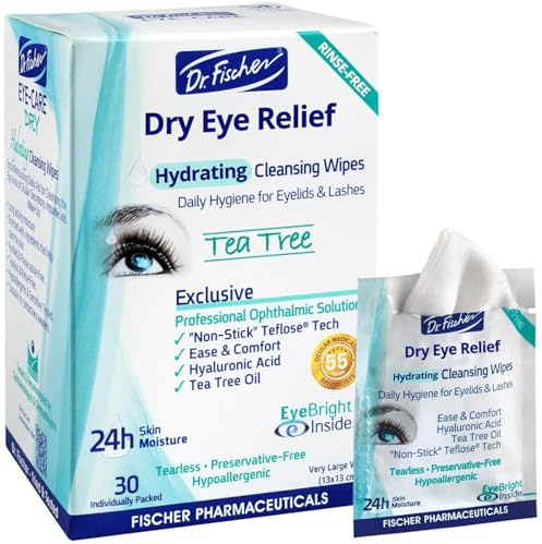 Dr. Fischer Tea Tree Eyelid Wipes - Gentle Eye Wipes for Everyday Eye Cleansing and Hypoallergenic Makeup Remover