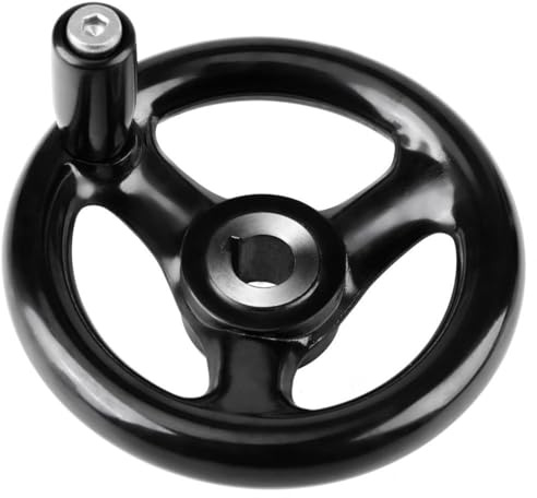 Jadeshay Hand Wheel,3 Spoke Hand Wheel Plastic Crank Revolving Handle Machine Tool with Revolving Handle 12 * 100mm for Industrial Lathe Milling Machine