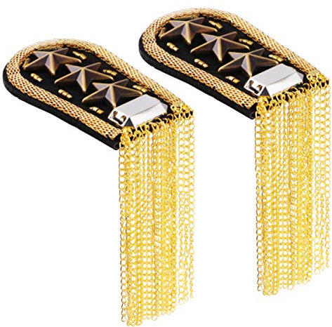 Edelstahl Schulterklappen Mit Quasten Goldene Epauletten FüR MilitäRkostüMe Cosplay Partys Und Performances 1 Paar