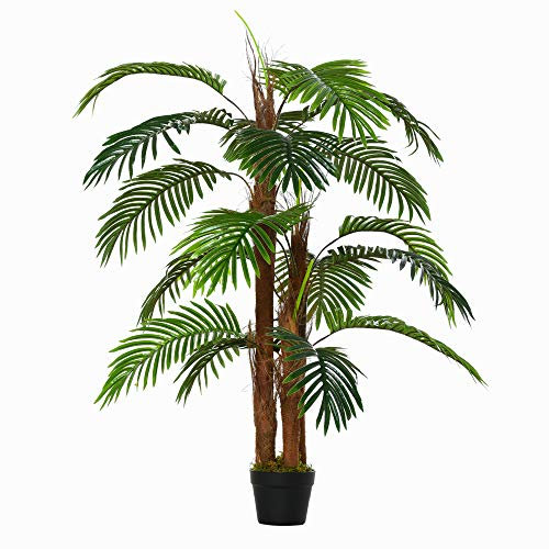 Outsunny 120cm/4FT Artificial Tropical Palm Tree Decorative Plant with Nursery Pot, Fake Plant for Indoor Decor