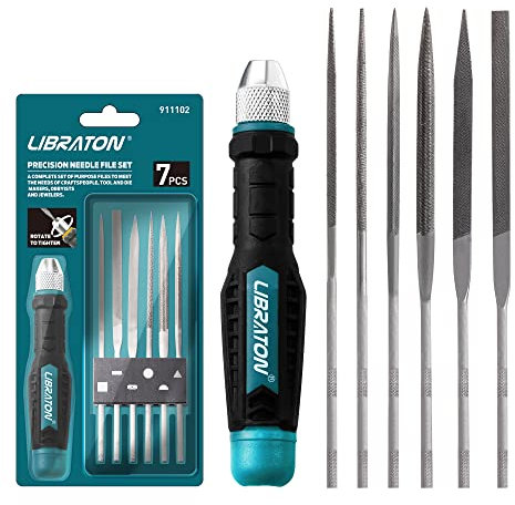 Libraton 7 Pezzi Set Lime ad Ago Intercambiabili, Set di Raspe 140m Set Lime e Raspe in Acciaio di lega, per Limare Metallo, Legno, Plastica