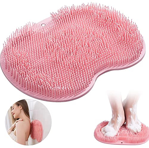 Tapis De Massage Antidérapant En Silicone - Nettoyeur De Dos - Avec Ventouses Antidérapantes - Appareil De Massage Exfoliant Pour Le Dos - Nettoie, Exfoliant, Masse Votre Dos (Rose)