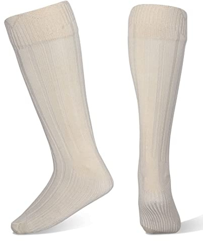 Hamilton Kilts Chaussettes de kilt écossais traditionnelles Highland pour homme, crème, L