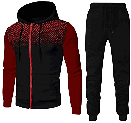 riou Chandal Hombre Completo Invierno Originales, Costura Cremallera Sudadera Manga Larga y Pantalón Ropa de Deportivo Dos Piezas Abrigo Chaqueta Hoodie Jersey Talla Grande