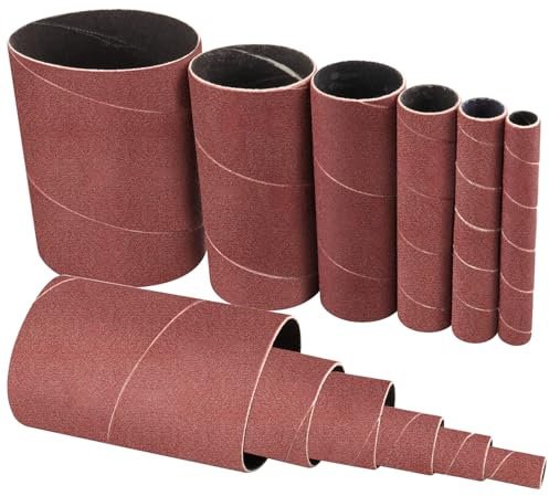 Shineboc Spindle Sander Sleeves for Spindle Sander 150 Grit Sandpaper, 115mm Length, 6 Different Diameters 1/2 in., 3/4 in., 1 in., 1-1/2 in., 2 in. and 3 in
