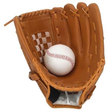 Baseballhandschuh, Sport Baseballhandschuhe aus PU Leder, Ergonomischer Baseball Feldhandschuh, Handschuhe für die Rechte Hand und die Linke Hand, Jugend Baseball Softball (Brown)