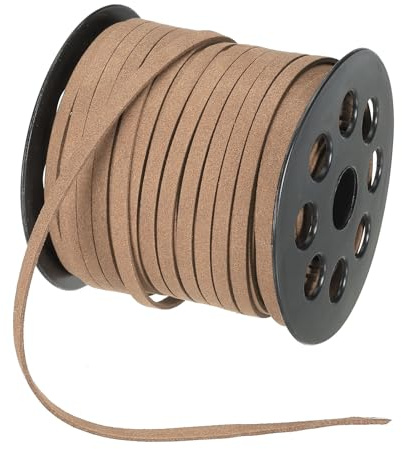 PATIKIL Platt mocka läder spets, 5 mm x 127 cm konstläder snöre gör-det-själv tillbehör för halsband armband pärlor smyckestillverkning tofsar konsthantverk, kaki