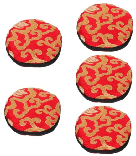 5 Stück Buddha-Klangschalen-Kissen, Klangschalen-Pad, Panderos De Danza Cristianos, Stoff-Schalen-Pad, Seidenkissen, Yoga-Zubehör, Klangschalen-Kissen, Pilows, manuell, rote Stoffbasis