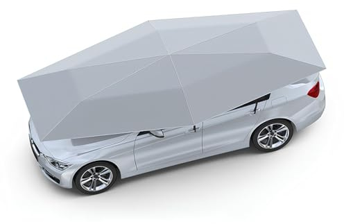 Car Tent Hydraulicsemi-Automatic, Car Parasol, Sun Protection Umbrella, Portable Car Umbrella Tent Cover Movable Carport Folded Automobile Cars Protection Canopy Sun Shade Anti-Uv(Silver,480cm)