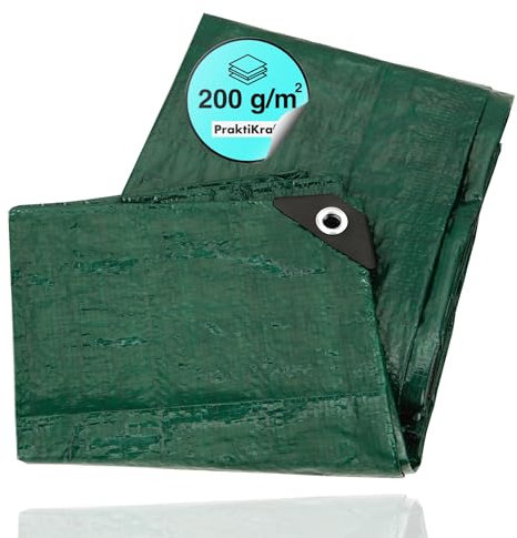 Bâche Verte 2x2 m 200 g/m² imperméable avec œillets, idéale pour Jardin, Camping, travaux et Protection extérieure