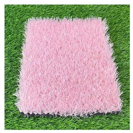 Alfombra de césped artificial rosa de 1 pulgada de altura de pelo sintético realista con agujeros de drenaje para mascotas, perros, jardín, interior y exterior, para patio, balcón, césped artificial
