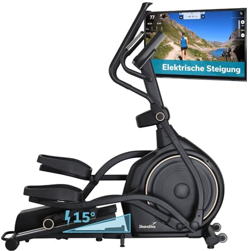 Skandika Crosstrainer Carbon P30-S | Ellipsentrainer für zuhause, mit Steigung, bis 150 kg, 32 Widerstandsstufen, Bluetooth, App kompatibel | Fitnessgerät, Trainingsgerät für Ausdauertraining