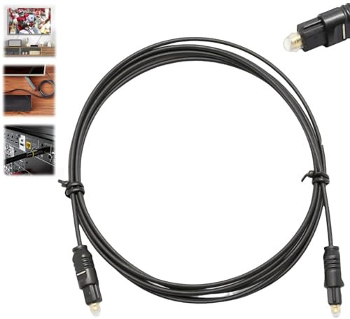 Jinjiar 1.5M Digital Optical Audio Cable - Metal Fiber Cable for Soundbar to TV and Speaker
