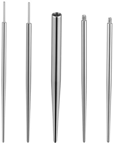Yolev 5 Pcs Piercing Gewindelos Piercing Dehnungsstab Piercing Taper Insertion Chirurgenstahl 14G/16G/18G Piercing Nadel für Ohr Nase Nabel Lippe Augenbraue Körper Dehnung Hilfswerkzeug