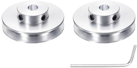 uxcell 1Pcs Single Groove Pulley, 8mm Fixed Bore 50mm Outer Diameter Aluminum Alloy Mechanical Belt Pulley with Hex Wrench for 6mm PU Round Belt