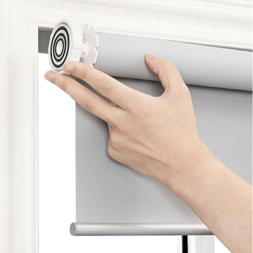Tenda a rullo oscurante senza foratura, tende a rullo in tessuto impermeabile grigio, isolamento termico, protezione UV, per casa, ufficio, bagno, facile da installare, personalizzata, larghezza x al