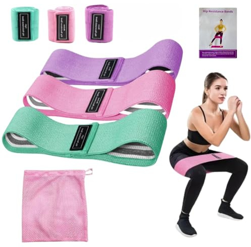 Bandas Elasticas Musculacion de Tela Antideslizantes – Set 3 Cintas Elasticas Musculacion con 3 Niveles – Bandas de Resistencia para Glúteos, Piernas y Ejercicio en Casa con Bolsa Incluida