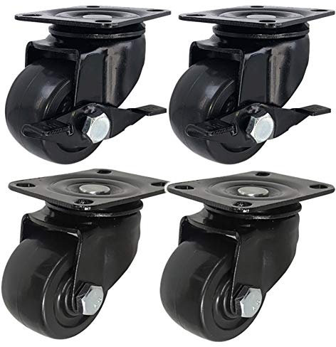 DRFGNF Juego de 4 Ruedas para Muebles, de 1,5 y 2, industriales, Resistentes, con Freno, Capacidad de Carga de 400 kg, Ruedas de Nailon, con Doble rodamiento para Cama y sofá