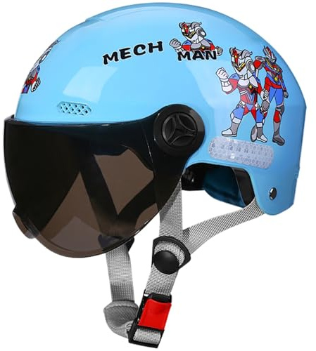 Barnhjälm För 4-12 År Pojkar Och Flickor, Barnmotorcykeljethjälm Med Solskydd ECE 22.06-Godkänd Mopedhjälm A,50-56cm