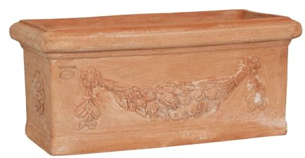 Biscottini Pot en terre cuite artisanal fabriqué en Italie 61 x 29 x 27 cm – Jardinière rectangulaire pour plantes – Pots décoratifs extérieurs et intérieurs – Bol en terre cuite pour fleurs – Vase