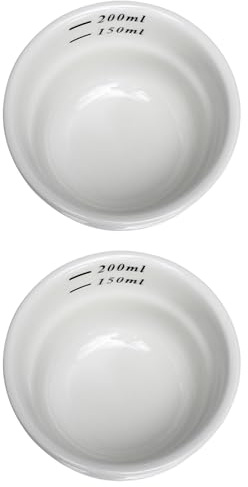 Sewroro 2 Tazas Medidoras de Cerámica para Café y Leche 200 Ml Vaso Medidor Infantil Báscula de Cocina Taza Medidora Precisa para Líquidos y Alimentos Apta para Uso Doméstico