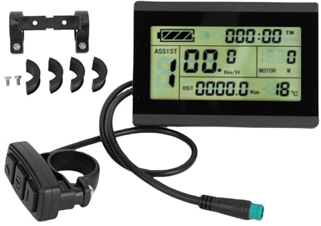 Buachois Display LCD per Scooter e Bici Elettrici, Display LCD da Bicicletta Elettrica 24V 36V 48V, Pannello Controllo PC Ciclo Computer, Connettore 5 Pin Impermeabile con USB