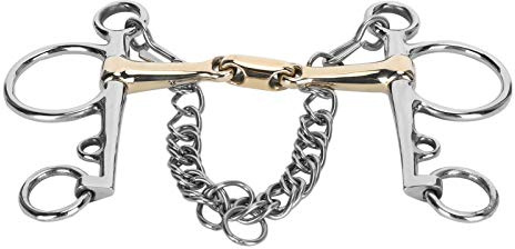 AMONIDA Rostfritt Stål Pelham Bit Dubbelfogad Slitstarkt Tillbehör för Ridhästar 4cm/1.6in - Vacker Silikonmässingskontakt