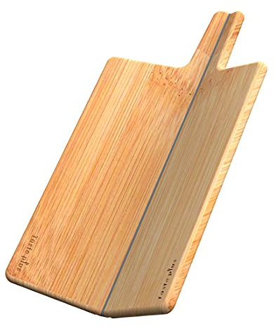 Taste Plus Folding Bamboo Cutting Board for Kitchen, Durable Wood Chopping Board with Handles, Foldable Wood Cutting Board Perfect for Meat, Vegetables, Fruits, and Cheese, 10.9 x 8.4 Inch