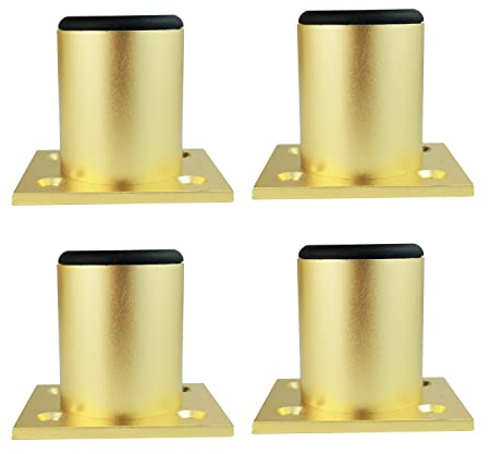 Qrity 4 st Möbelfötter 80 mm, Skåpfötter av Aluminiumlegering, Runda Sofffötter för Att Höja Byråer, Skänkar och Skåp, Guld