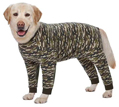 Yeapeeto Dog Onesie Surgery Recovery Suit for Large Medium Bodysuit Dogs Pajamas PJS Full Body for Shedding, Prevent Licking, Wound Protection, Cone Alternative(4XL, Camo)