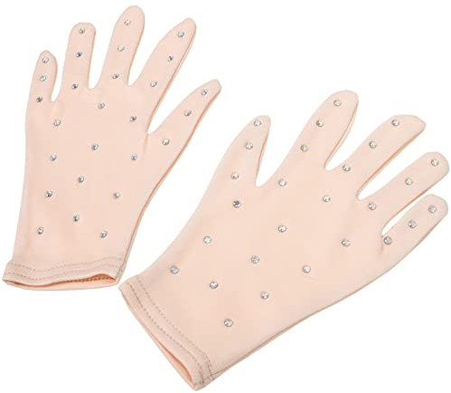 BESPORTBLE 1 Paar Eiskunstlauf-Handschuhe Mit Kristallen -Wettkampfhandschuhe Glitzernde Strassverzierung Für Leistungsprüfung Showtanz