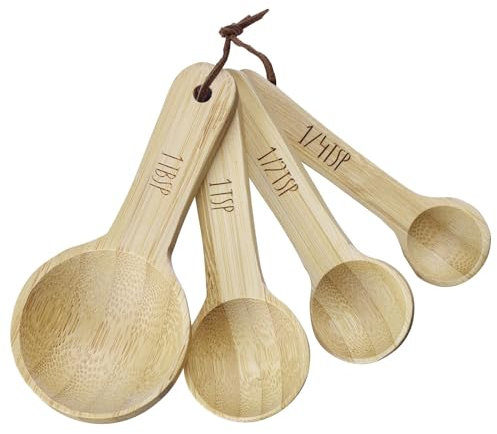 Westmark - Set di 4 cucchiai dosatori in bambù, ideali per ingredienti secchi e spezie, con misure da 1/4, 1/2, 1 e 1 cucchiaio, marrone