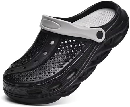 GULAKY Clogs & Pantoletten für Herren Gartenschuhe Orthopädische Schuhe Sandalen Damen Sommer Hausschuhe,Schwarz Grau40.41