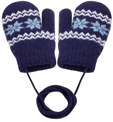 Becellen Manoplas Invierno Bebé, Cálidos Forro Polar Guantes Punto Elásticas Colorful Manoplas con Cuerda para 0-3 Años Niños Niñas