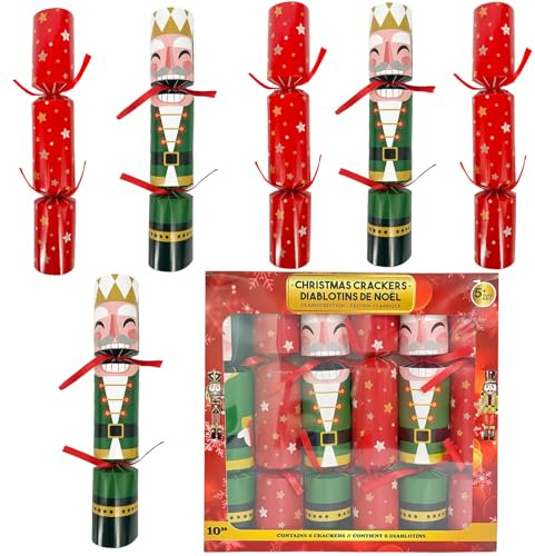 Christmas Crackers Luxury Xmas Knallbonbons für Weihnachten,6 Stück Weihnachtsknallbonbons Deluxe Weihnachtscrackern mit Party Hut Witz kleines Geschenk im Inneren für Kinder Weihnachten Party Tisch