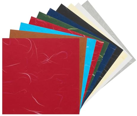 Rebower 20 Sheets Natural Fiber Mulberry Origami Paper 6x6 Inch Visible Folding Washi Paper,[for Junk Journals, Card Making, DIY Craft Writing Painting, Decorative Scrapbook]-Mixed Colors