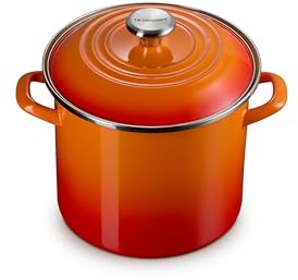 Le Creuset Enamel on Steel Traditional Stockpot, 8 qt., Flame with Stainless Steel Knob