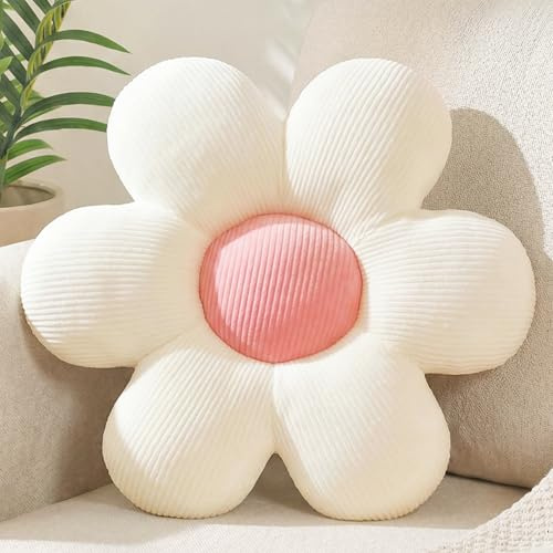 Daisy Flower Pillow Cute Decorative White Throw Pillows for Room Decor | 38cm, Daisy Flower Shaped,soft stretch fabric,Floor Cushions, Aesthetic Preppy Dorm Bedroom Room Decor for Bed, Sofa