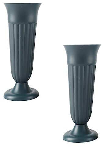 BESPORTBLE 2piezas Jarrones para Cementerio Vases De Plástico Verde con Diseño De Cono Decoración Floral para y Resistentes y Prácticos