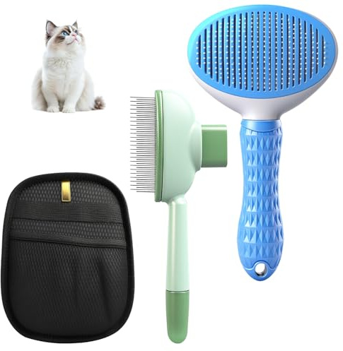 Jomdjmskes 3 Pcs Spazzola per Gatti, Autopulente Spazzola Morbida, Epilazione con un Clic, Guanti Cani Bifacciali Antistatici Rimozione Peli Animali, Rimuovi Peli Gatto Guanto Magnetico Lunghi e Corti