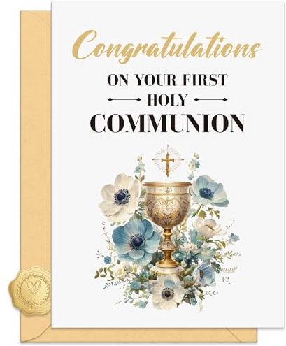 MAICHAODUO First Communion Card for Girls Boys, 1st Holy Communion Gifts, with Envelope Sticker