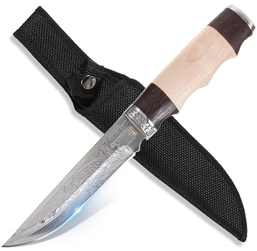 GER-SABER Outdoor Messer 27 cm – Clip-Point Klinge mit Relief-Verzierung, Klassischer Handschutz mit Motiv, Geschichteter Wenge-Griff, Eleganter Naturbegleiter