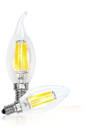 1fortunate 2PCS / LOT LED-filamentlampa C35 C35L Ljuslampa E14 2W 4W 6W AC220V Retro Antik glas Edison Bulb Vintage LED-lampa 360 grader(Warm White C35,6W)