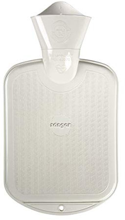 Sänger Wärmflasche 0,8 Liter Gummi Weiss, Naturgummi, Premium Gummiwärmflasche, Wärmeflasche Kinder geeignet