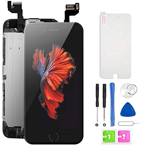 Ecran LCD Vitre Tactile Complet sur Châssis pour iPhone 6s Noir avec Outils Bouton Home Écouteur Interne Caméra De Face Tout Assemblé