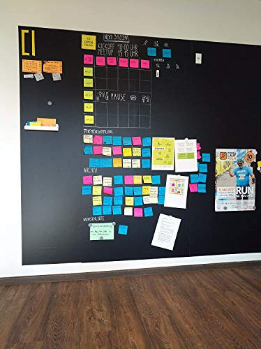 Tafelfolie magnetisch | Meterware Farbe: schwarz | 40 Größen | beschreibbar, abwischbar, magnetisch | KreideTafel Folie Magnet | selbstklebend stark | für Hoch- und Querformat (150x100cm)