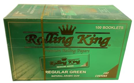 Rolling King Regular Green Cut Corners Rolling Papers - Box of 100 booklets