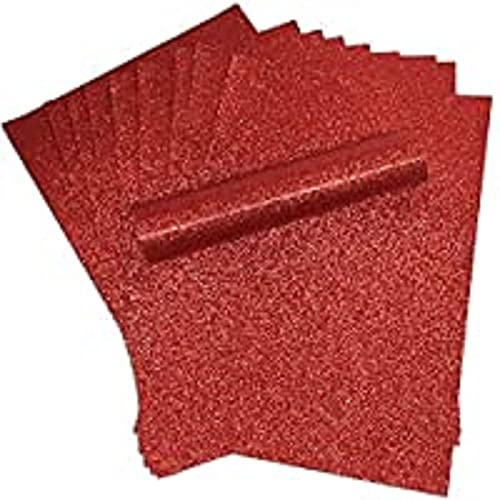 Lot de 10 feuilles cartonnées A4 à paillettes douces au toucher qui ne tombent pas, 250 g/m² (rouge)